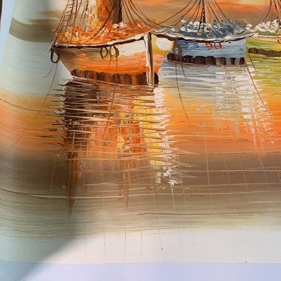 Gorgeous sunset ocean original oil painting.  24.25 x 21.  Canvas 27 x 23.5 - Picture 5 of 5